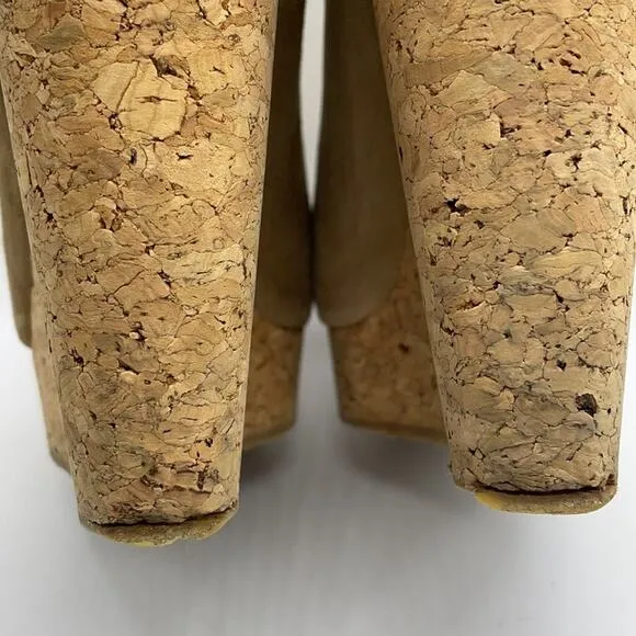 Jimmy Choo Pacita Tan Suede Cork Wedge Heels Shoes Size 36 6