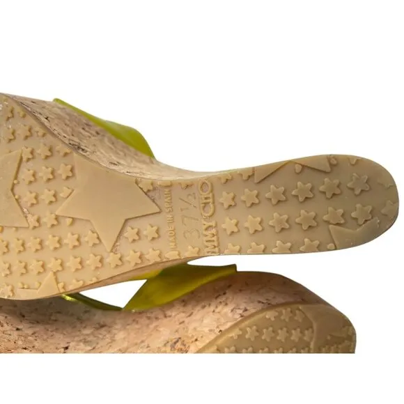 Jimmy Choo Pandora Cork Wedge Platform Slip On Sandals