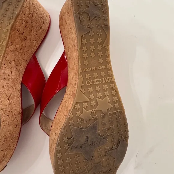 Jimmy Choo Red and Gold Platform Shoes