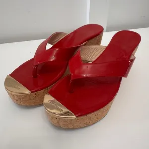 Jimmy Choo Red and Gold Platform Shoes