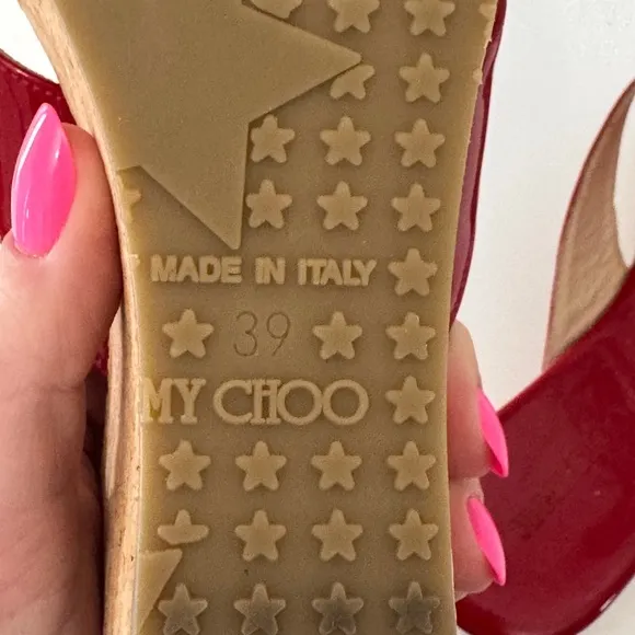 Jimmy Choo Red and Gold Platform Shoes