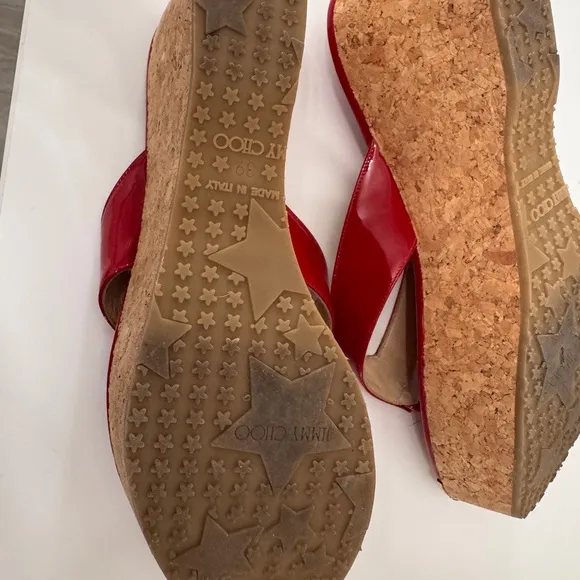 Jimmy Choo Red and Gold Platform Shoes
