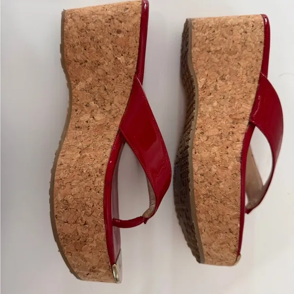 Jimmy Choo Red and Gold Platform Shoes