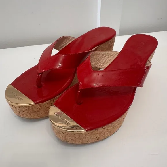 Jimmy Choo Red and Gold Platform Shoes