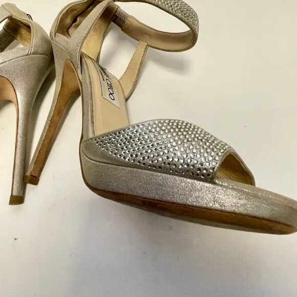 Jimmy Choo Silver Rhinestone Heels Size IT 38 / US 8