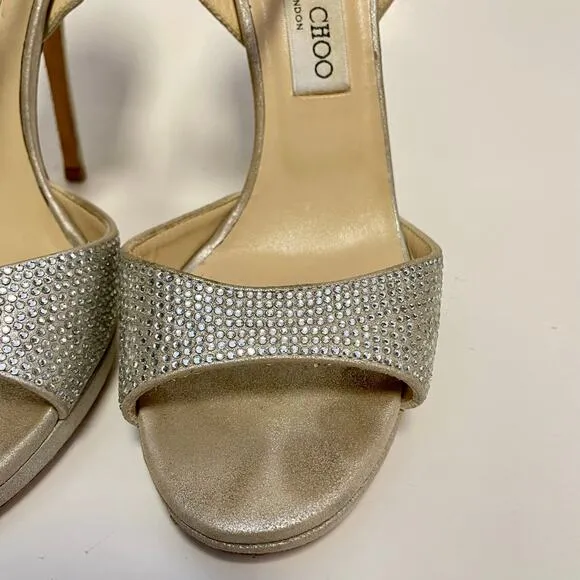 Jimmy Choo Silver Rhinestone Heels Size IT 38 / US 8