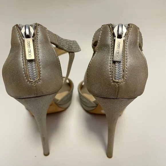 Jimmy Choo Silver Rhinestone Heels Size IT 38 / US 8