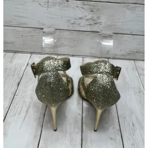 Jimmy Choo Size 40 Louise Sandals Metallic Coarse Glitter High Heel
