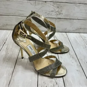 Jimmy Choo Size 40 Louise Sandals Metallic Coarse Glitter High Heel