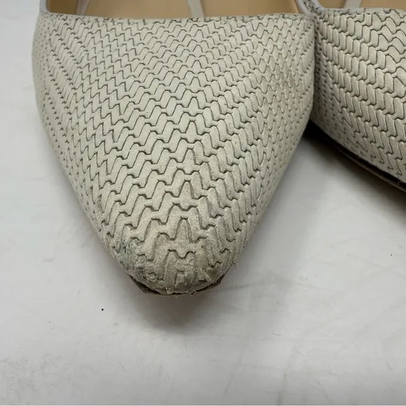 Jimmy Choo White Knitted Nubuck Leather Romy Pumps Size 37 cream/beige/tan/white