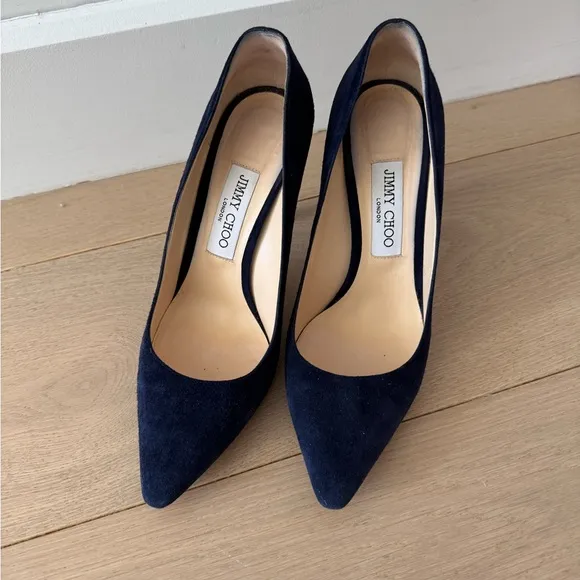Jimmy Choo Women's Navy Heels. Suede. Size 38