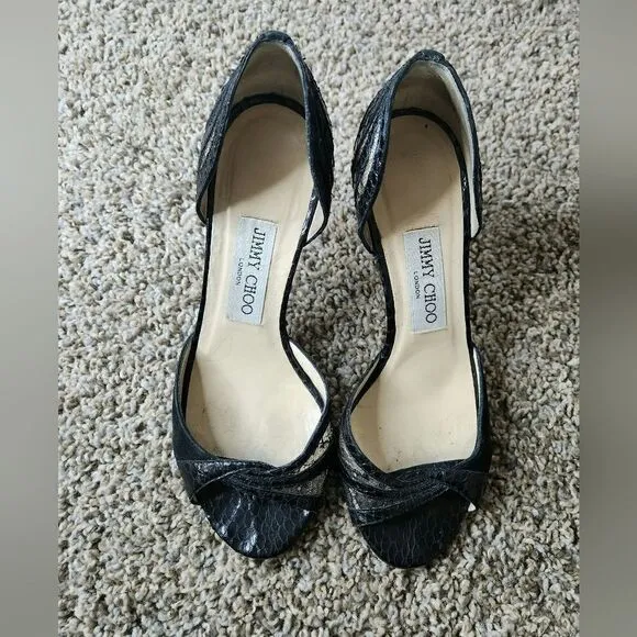 Jimmy Choo snakeskin lace heel sandals size 36.5