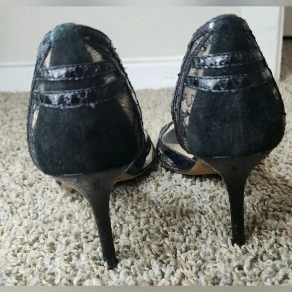 Jimmy Choo snakeskin lace heel sandals size 36.5