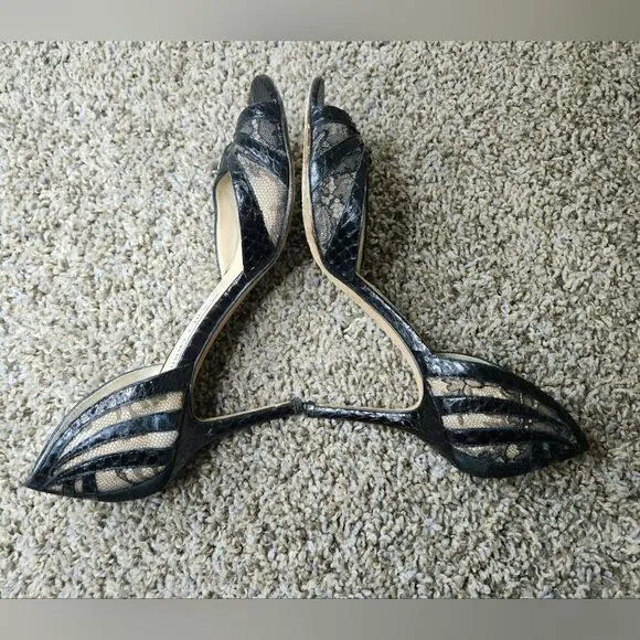Jimmy Choo snakeskin lace heel sandals size 36.5