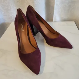 J.McLaughlin Women Shoes, Size 10, Casey Suede Block Heeled, Color Burgundy
