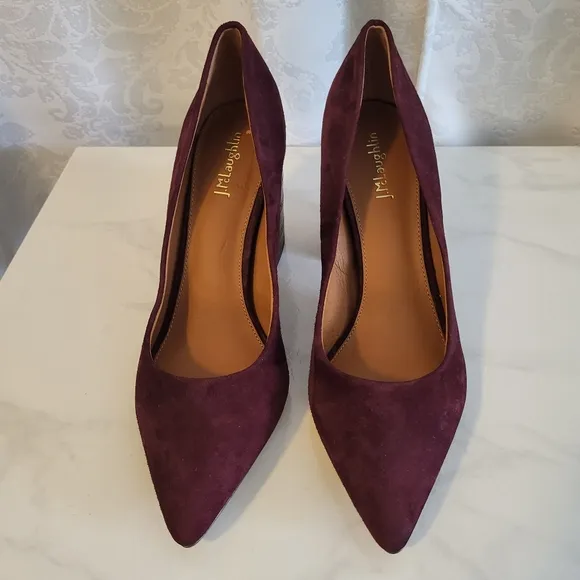 J.McLaughlin Women Shoes, Size 10, Casey Suede Block Heeled, Color Burgundy