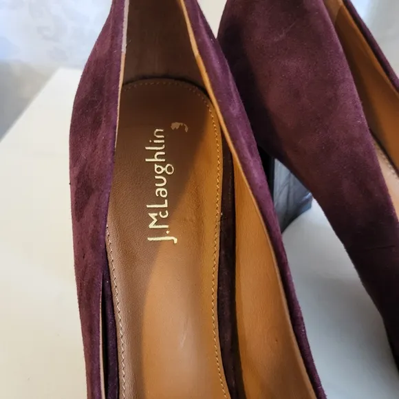 J.McLaughlin Women Shoes, Size 10, Casey Suede Block Heeled, Color Burgundy
