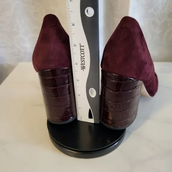 J.McLaughlin Women Shoes, Size 10, Casey Suede Block Heeled, Color Burgundy