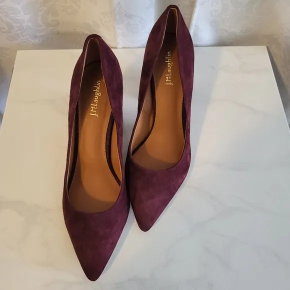 J.McLaughlin Women Shoes, Size 10, Casey Suede Block Heeled, Color Burgundy