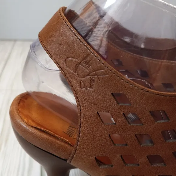 John Fluevog Belle Star Brown Leather Heel Sandals