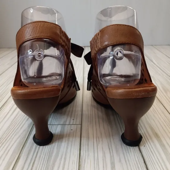 John Fluevog Belle Star Brown Leather Heel Sandals