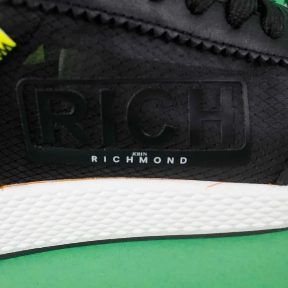 John Richmond Sz 39 Black Lime White Lace Up Womens Athletic Shoes