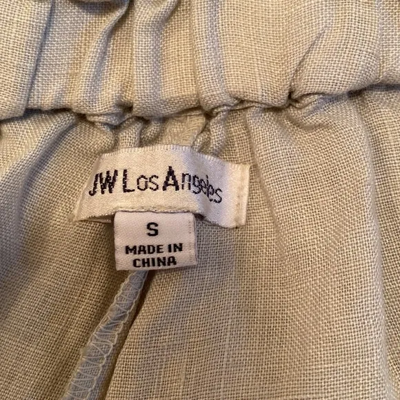 Johnny Was Monroe Natural Linen Elasticated Drawstring Embroidered Shorts SMALL