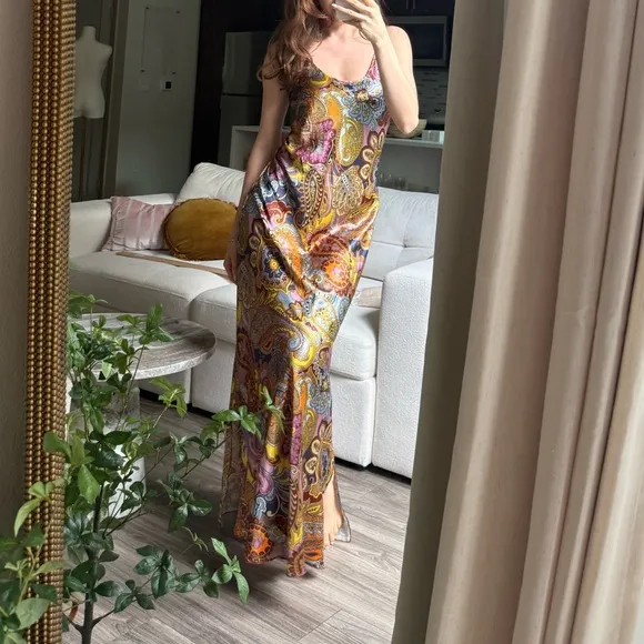 Johnny Was silk Sandalwood maxi dress S