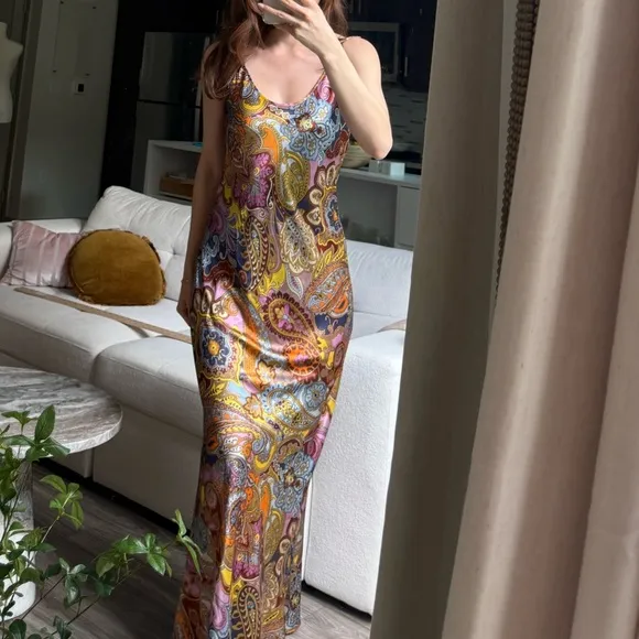 Johnny Was silk Sandalwood maxi dress S