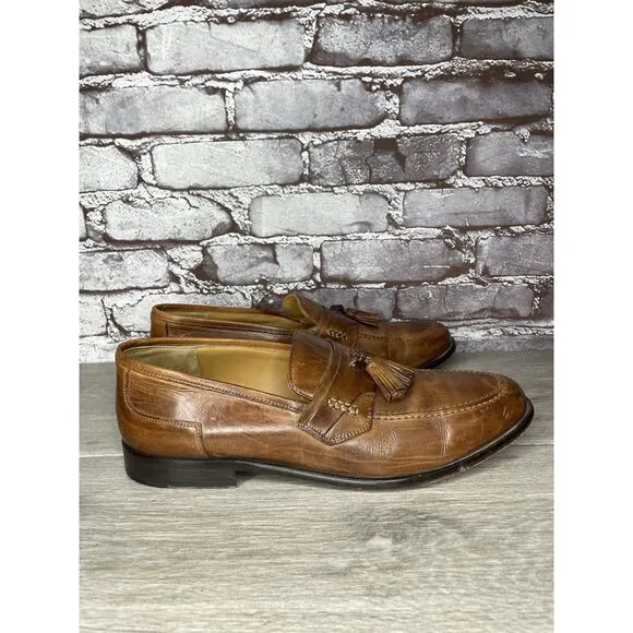 Johnston &amp; Murphy Brown Leather Tassel Loafers Dress Shoes Men Sz 11.5M US/45EU