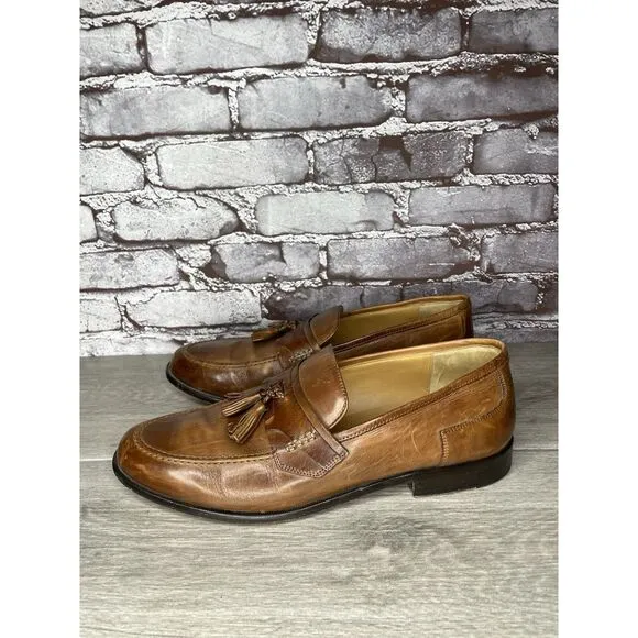 Johnston &amp; Murphy Brown Leather Tassel Loafers Dress Shoes Men Sz 11.5M US/45EU