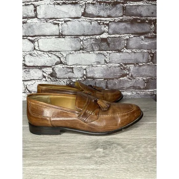 Johnston &amp; Murphy Brown Leather Tassel Loafers Dress Shoes Men Sz 11.5M US/45EU