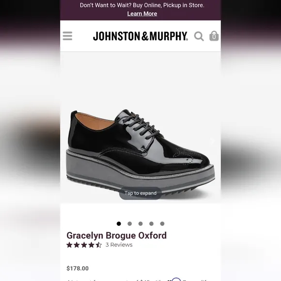 Johnston &amp;‎ Murphy Gracelyn Brogue Platform Shoes, NEW Size 7.5