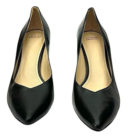JOHNSTON &amp; MURPHY Women’s Black Dress Pump Shoes  Leather Size 8.5 Medium New