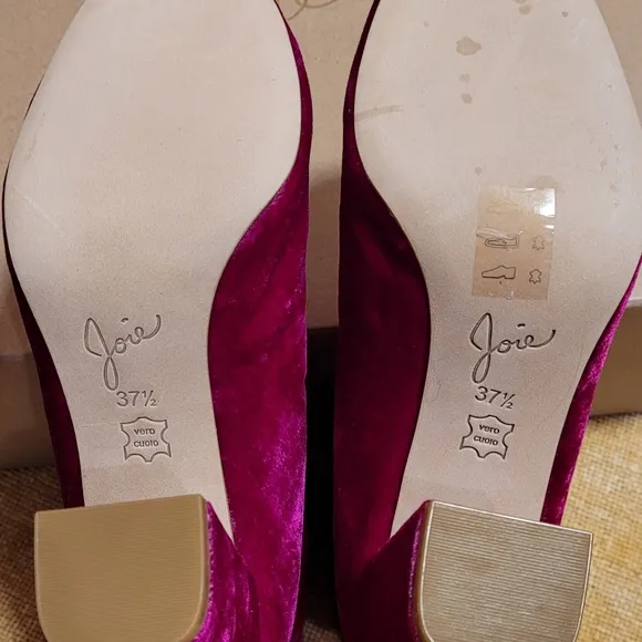 JOIE Saleema Velvet Block Heel Ankle Boots Booties - Cerise Hot Pink - Size 37.5