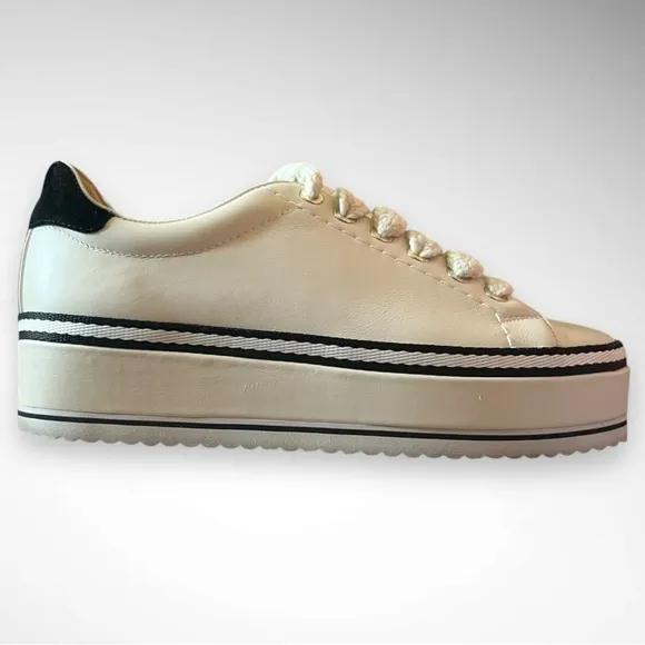 JOIE Women's Dabnis White Stripe Platform Sneakers Size 37 | EUC