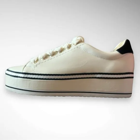 JOIE Women's Dabnis White Stripe Platform Sneakers Size 37 | EUC