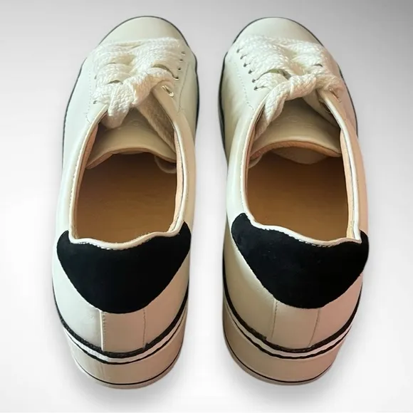 JOIE Women's Dabnis White Stripe Platform Sneakers Size 37 | EUC