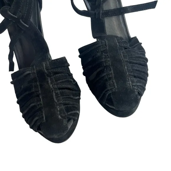 JOIE Women’s Sz. 36.5 M Rexanne Black Suede Double Buckle Closed Toe Pumps Heels