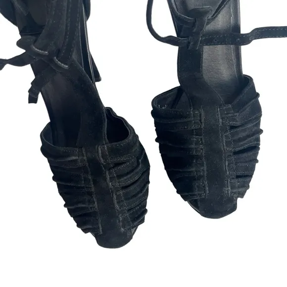 JOIE Women’s Sz. 36.5 M Rexanne Black Suede Double Buckle Closed Toe Pumps Heels
