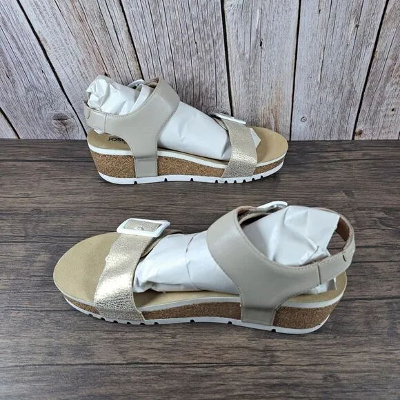 Josef Seibel Quinn 02 Wedge Slingback Sandals Women's Sz 10-10.5 Cream kombi