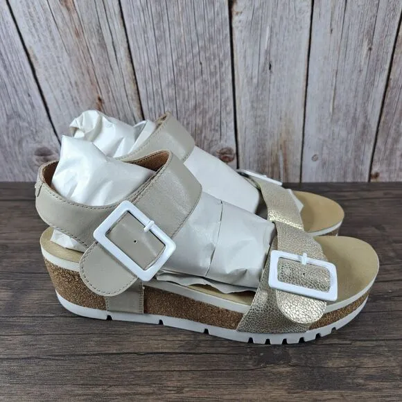 Josef Seibel Quinn 02 Wedge Slingback Sandals Women's Sz 10-10.5 Cream kombi