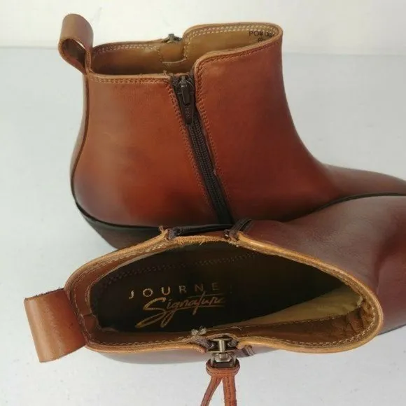 Journee Collection Charlotte Women's Real Leather Ankle Boots Size 10