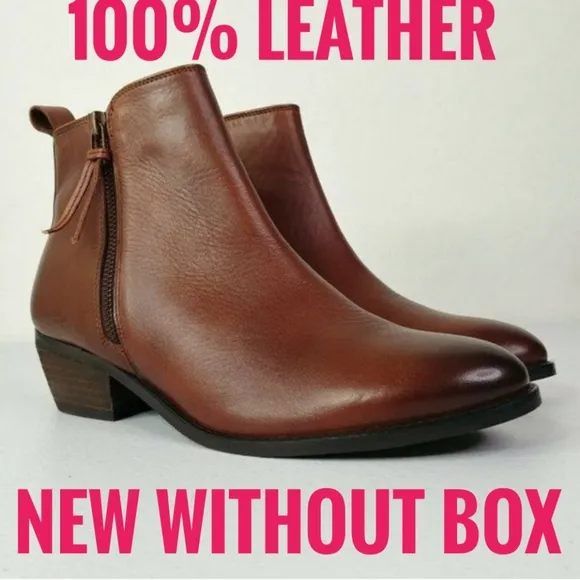 Journee Collection Charlotte Women's Real Leather Ankle Boots Size 10