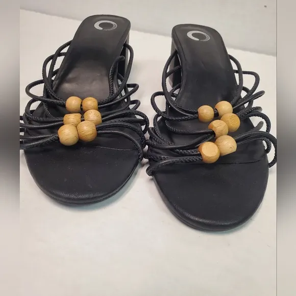 Journee Collection Womens Kennadi Multi Strap Block Heel Sandals black size 91/2