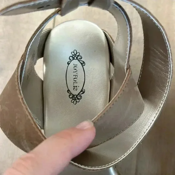 JoyFolie Expresso Odette Leather Sandals Wedge Sz 8.5