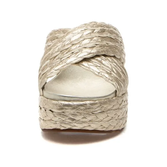 Jslide QUIVER Light Gold Raffia espadrille sandals