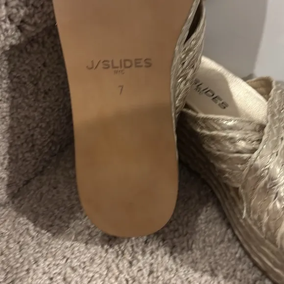 Jslide QUIVER Light Gold Raffia espadrille sandals