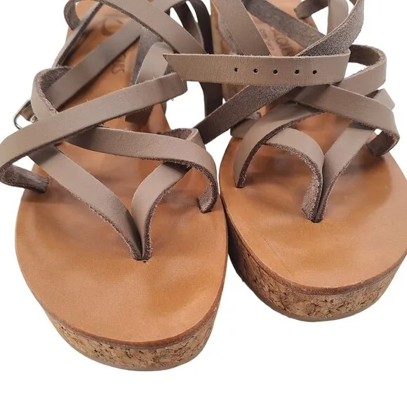 K. Jacques Women's Platform Open Toe Thong Leather Wedge Sandals Brown Size 11