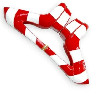 Kandee Valentines Christmas Red White Stripes Leather Platform Heels 39 7.5-8